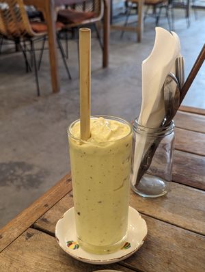 Avocado smoothie 🥑 at Sacred Lotus Cafe in Phnom Penh