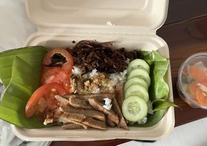 Vegan ‘pork’ rice - 10/10  at Sacred Lotus Cafe in Phnom Penh