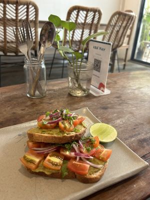 Avocado toast  at Sacred Lotus Cafe in Phnom Penh