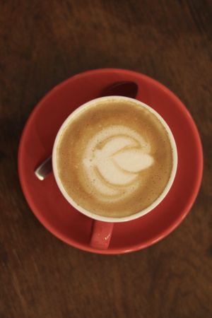 Organic latte with locally sourced coffee beans. at Sacred Lotus Cafe in Phnom Penh