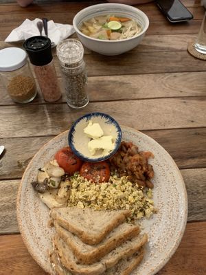 Delicious Khmer Soup and Vegan English Breakfast!  at Sacred Lotus Cafe in Phnom Penh