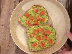 Avocado toast  at Sacred Lotus Cafe in Phnom Penh