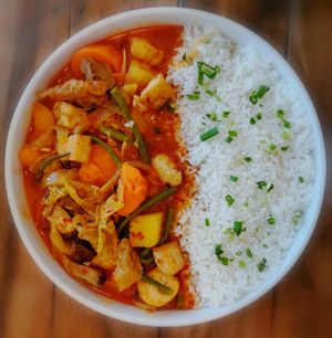 Red Khmer curry 🥘 at Sacred Lotus Cafe in Phnom Penh