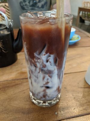 Iced chocolate - comes with sugar syrup but I didn't need any, it was great on it's own. at Sacred Lotus Cafe in Phnom Penh