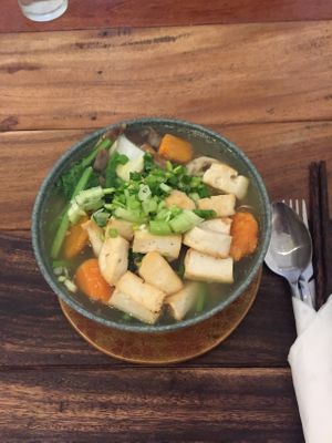Khmer Breakfast Soup (3,5$) at Sacred Lotus Cafe in Phnom Penh
