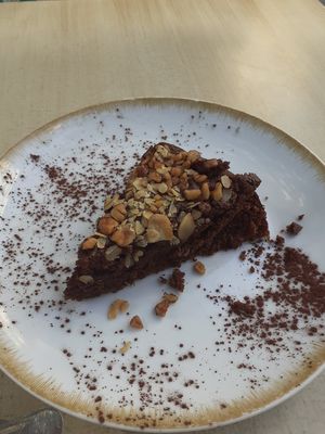 Chocolate cake at La Rollerie in Valencia