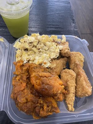 Chicken mac n cheese and sweet potatoes   at NuVegan in Washington