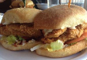 Fried Chick'n Sanwich at Woodlands Vegan Bistro at NuVegan in Washington