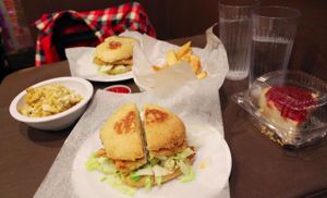 Two crispy chicken sandwiches. Amazing! at NuVegan in Washington