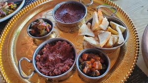 5 mezze (but I ask for changes) in Old Terrassa at Terrassa in Khiva