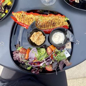 Stuffed Pepper with homemade houmous and vegan mayo (vegan option)  at Olive Branch in Alnwick