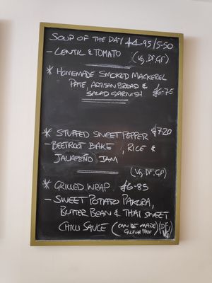 Soup, pepper and wrap at Olive Branch in Alnwick