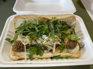 Backfire fried chikin sandwich with pickled veggies, cheez, thai basil  at Maya Ophelia's in Milwaukee