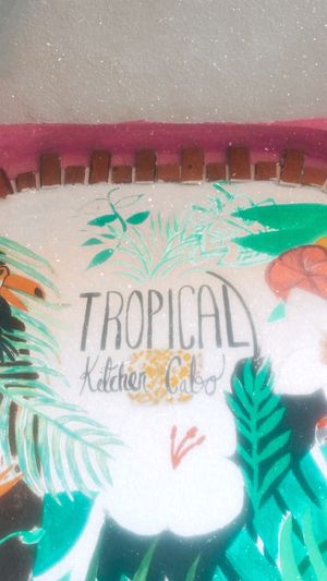 Wall art still in progress 🤍 at Tropical Kitchen Cabo in Cabo San Lucas