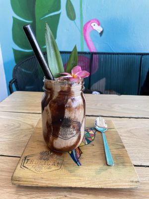 Banana and cacao smoothie  at Tropical Kitchen Cabo in Cabo San Lucas