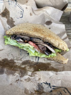 Vegan sandwich (portablella) very simple!  at Tropical Kitchen Cabo in Cabo San Lucas