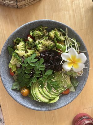 Bowl w Hibiscus Flower Pastor 🌺  at Tropical Kitchen Cabo in Cabo San Lucas