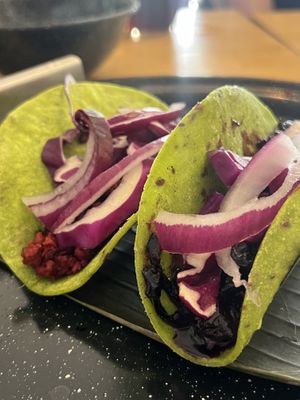 Soy chorizo and al pastor tacos   at Tropical Kitchen Cabo in Cabo San Lucas