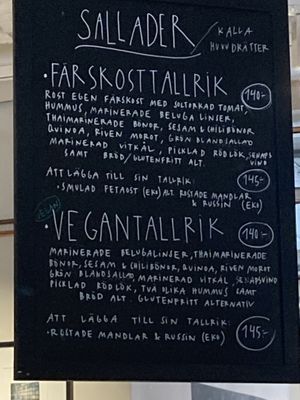 Salad options (English menu available )  at Rost Mat & Kaffe in Umea