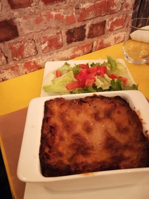 Huge portion of homemade lasagna at La Bouche'rit in Grenoble