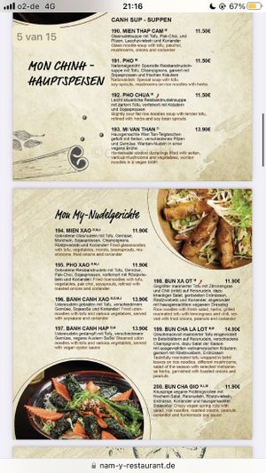 Menu 2  at Nam Y in Berlin