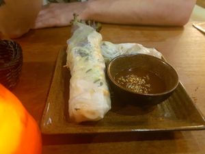 Spring rolls with peanut dip sauce. at Nam Y in Berlin