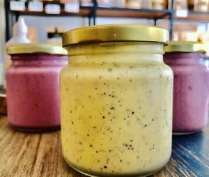 Macadamia base yogurt with active probiotics.   at Eco Tienda Café in Asuncion