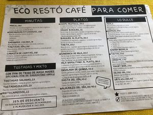 Food menu   at Eco Tienda Café in Asuncion