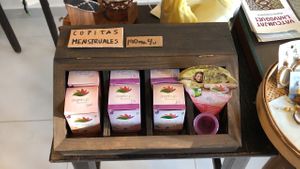 Menstrual cups! at Eco Tienda Café in Asuncion