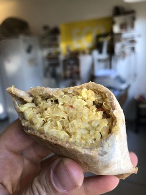 Empanada con masa de harina de sarraceno rellena de quinoa con crema curry  at Eco Tienda Café in Asuncion