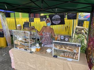 All vegan food stall (mainly Italian-based).  at Farmers' Market in Puerto Viejo De Talamanca