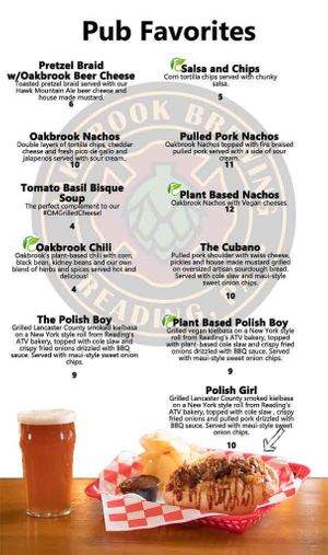 Their in-house menu has even more plant based options. at Oakbrook Brewing Company in Reading