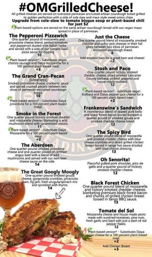 Menu, side 2 at Oakbrook Brewing Company in Reading