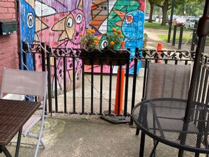 Outdoor seating  at Corner 11 Bowl and Wrap in Cleveland