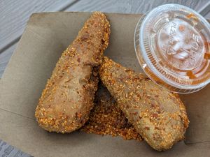 Spicy vegan wings at Corner 11 Bowl and Wrap in Cleveland