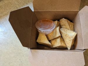Fried tofu (with sweet and sour sauce) at Corner 11 Bowl and Wrap in Cleveland