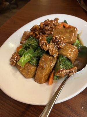 Walnuts and broccoli 🥦 😋   at Mingalaba in Burlingame