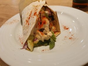 Kinoa Burger/ wrap at Umami in Crete