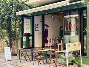 The front of the little restaurant  at Umami in Crete