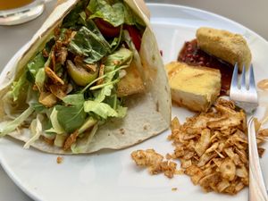 Tofu dog, served with coconut bacon  at Umami in Crete