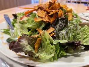Greek salad with ‘coconut bacon'  at Umami in Crete