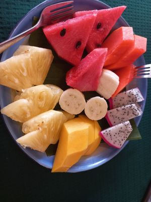 Fresh fruit plate at Free Bird Cafe in Chiang Mai