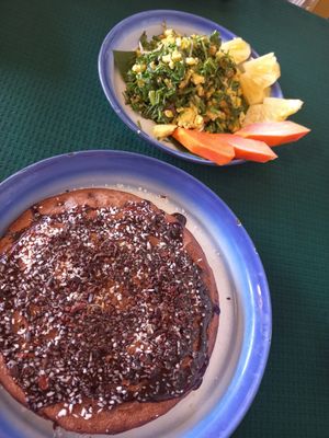 Pancake and scrambled tofu at Free Bird Cafe in Chiang Mai