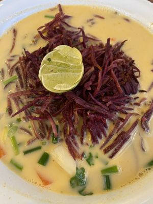 kao soi “classic” which was far from classic but still good  at Free Bird Cafe in Chiang Mai