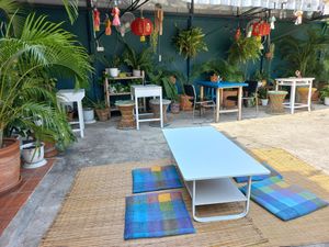 Outside seating at Free Bird Cafe in Chiang Mai