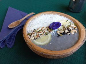 Lemon cheesecake smoothie bowl at Free Bird Cafe in Chiang Mai