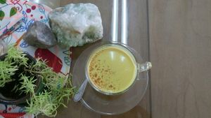 golden turmeric tea  at Free Bird Cafe in Chiang Mai