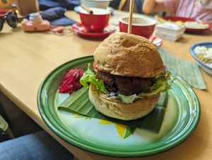 Jackfruit burger at Free Bird Cafe in Chiang Mai