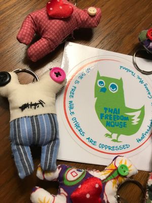 Handcrafts made by a young woman who works there. at Free Bird Cafe in Chiang Mai