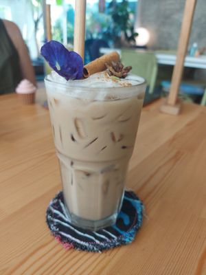 Chai latte at Free Bird Cafe in Chiang Mai